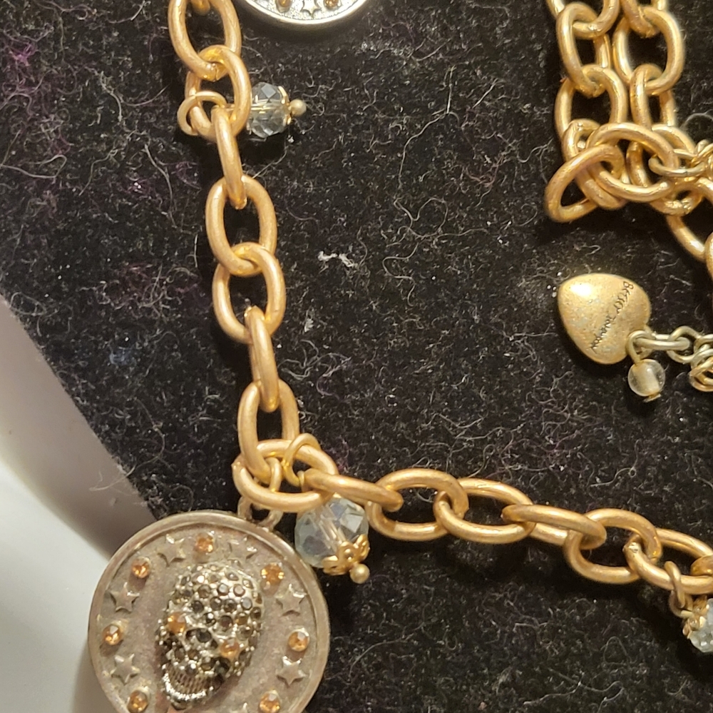 COPY - Betsey Johnson Star  Gazer Skull Coin necklace.